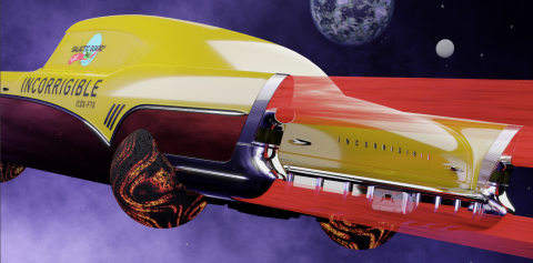 The Incorrigible flies off into space.